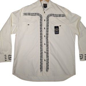 Men's Charro Shirt Gran Herradura Ivory / Brown 5XL NEW Weddings